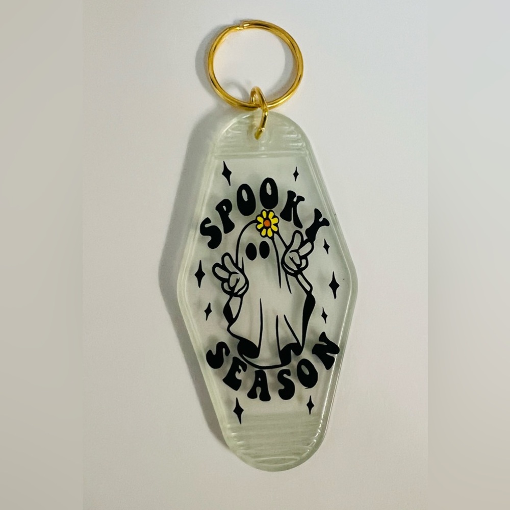 Spooky Season Glow In the Dark Motel Keychain Halloween Retro